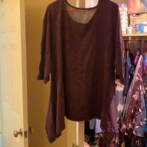 Woman Within 3x Purple French Terry Handkerchief hem tunic